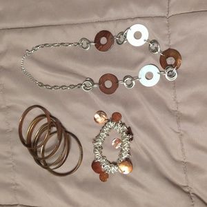 3 for $10- Silver and bronze necklace with matching bracelets